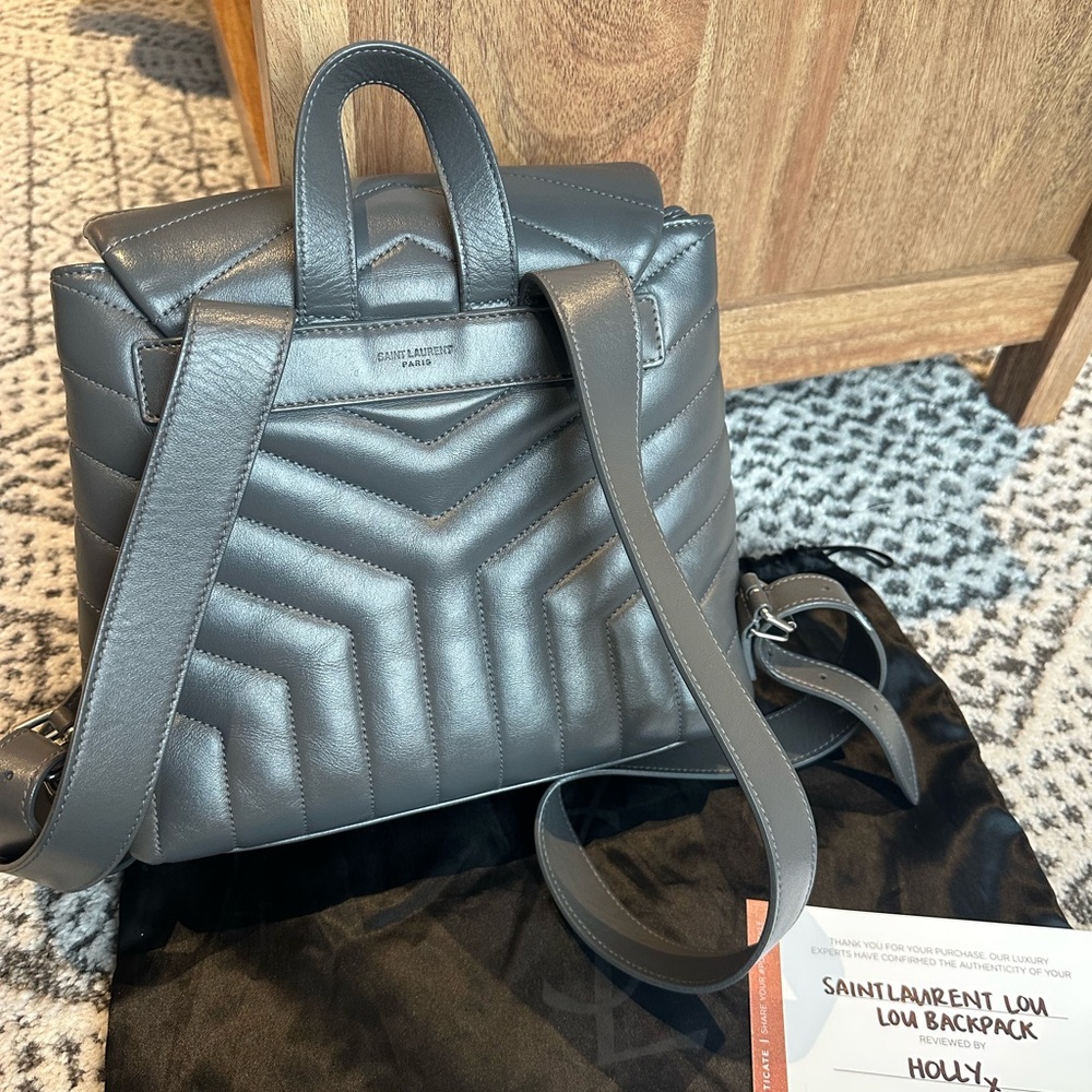 YSL backpack authentic Lou Lou in grey leather sold out everywhere hard to find - Picture 4 of 6